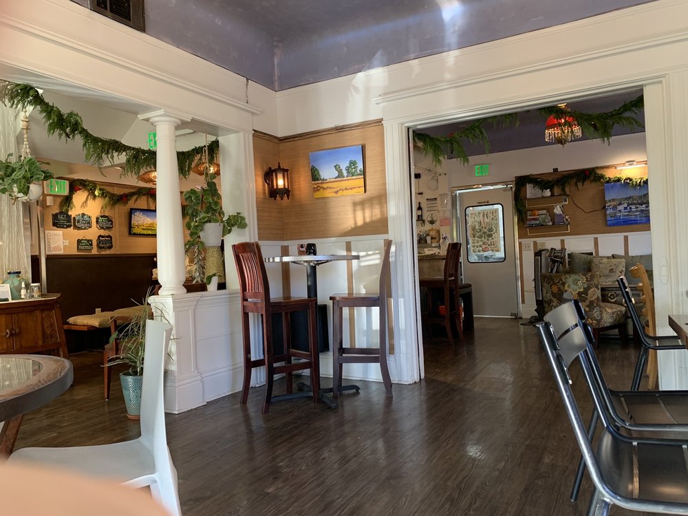 restaurant with wooden flooring